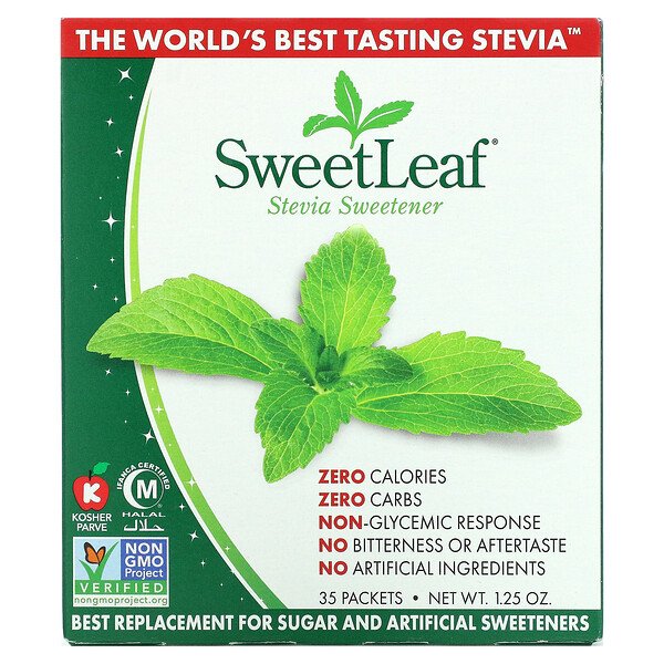 SweetLeaf, Подсластитель на основе стевии, 35 пакетиков Wisdom Natural