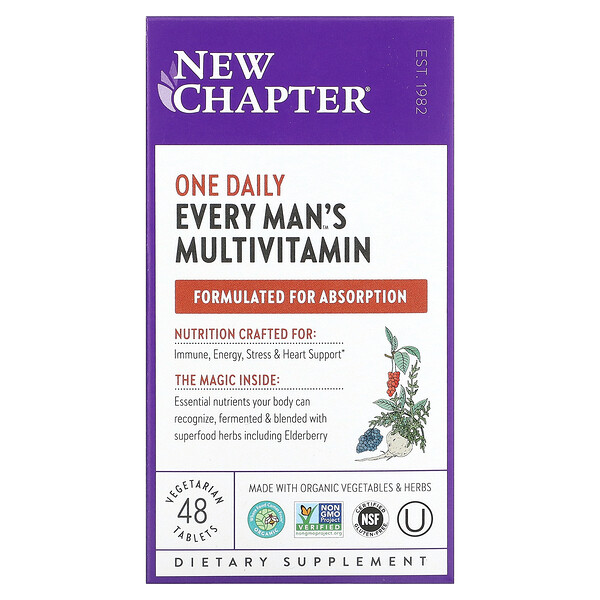 One Daily Мультивитамины для мужчин, 48 вегетарианских таблеток New Chapter