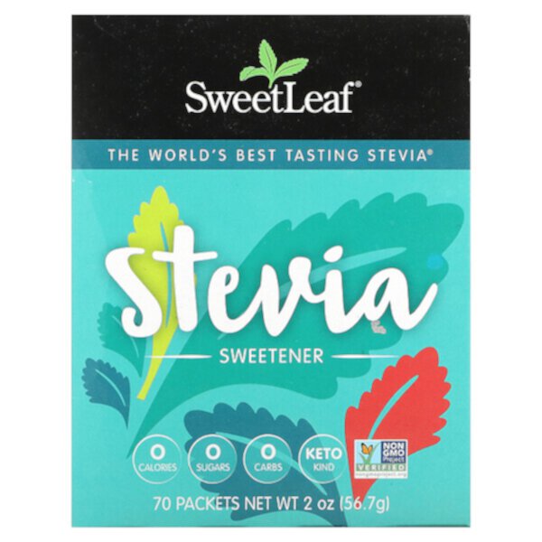 SweetLeaf, Подсластитель на основе стевии, 70 пакетиков по 0,028 унции (0,8 г) каждый Wisdom Natural