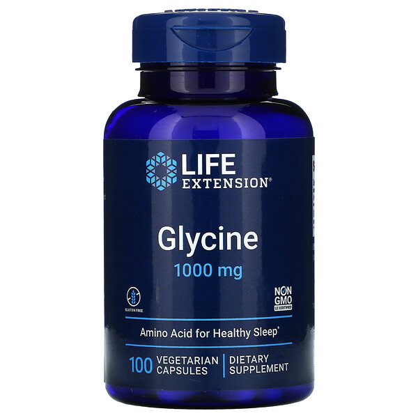 Глицин, 1000 мг, 100 вегетарианских капсул Life Extension