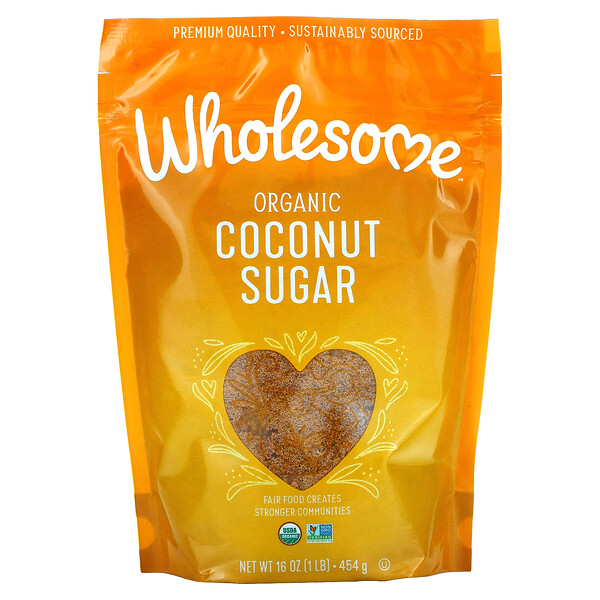 Органический кокосовый пальмовый сахар, 1 фунт (16 унций) — 454 г Wholesome