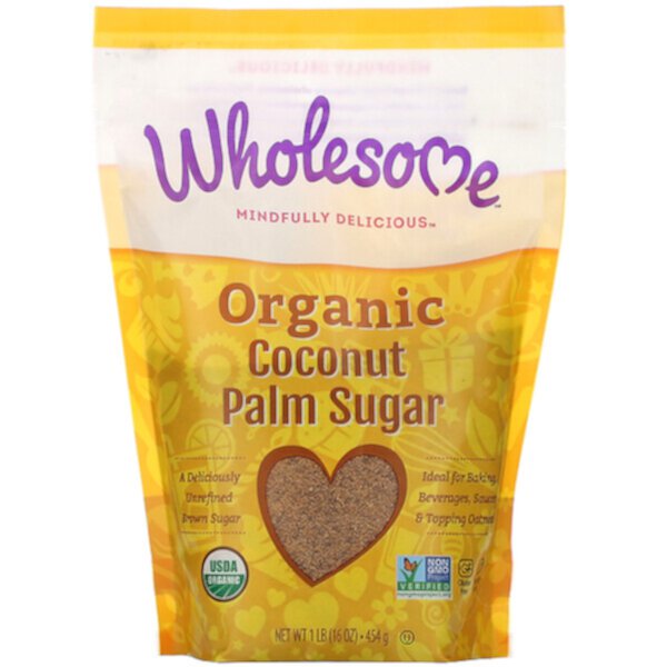 Органический кокосовый пальмовый сахар, 1 фунт (16 унций) — 454 г Wholesome