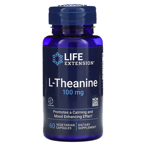 L-теанин, 100 мг, 60 вегетарианских капсул Life Extension
