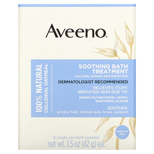 Active Naturals, Успокаивающая процедура для ванн, без запаха, 8 одноразовых пакетиков для ванн по 1,5 унции (42 г) каждый. Aveeno