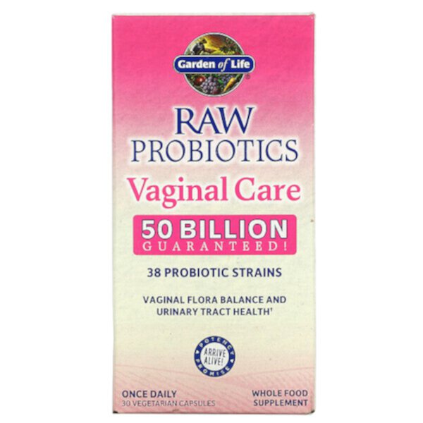 RAW Probiotics, Уход за влагалищем, 50 миллиардов, 30 вегетарианских капсул Garden of Life