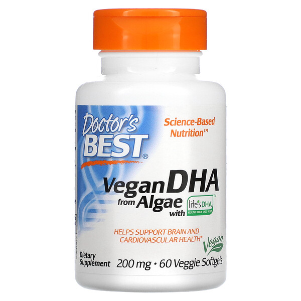 Веганский DHA из водорослей с Life's DHA - 200 мг - 60 растительных мягких капсул - Doctor's Best Doctor's Best