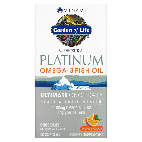Platinum, Рыбий жир с омега-3, апельсиновый вкус, 60 мягких таблеток Minami Nutrition