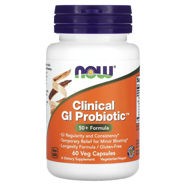 Клинический GI Пробиотик, Формула 50+, 60 вегетарианских капсул - NOW Foods NOW Foods