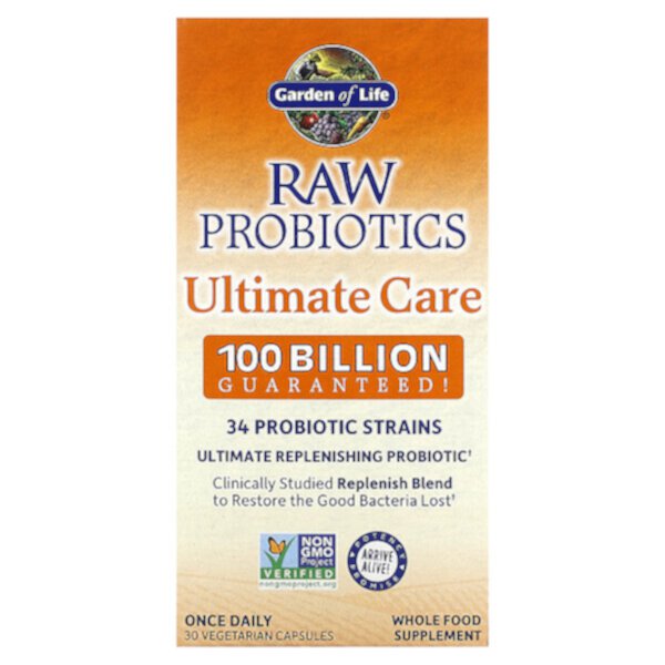 RAW Probiotics, Ultimate Care, 30 Vegetarian Capsules (Вегетарианские капсулы) Garden of Life