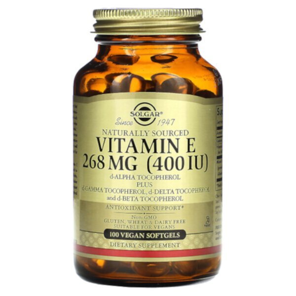 Naturally Sourced Vitamin E, 268 mg (400 IU), 100 Vegan Softgels Solgar