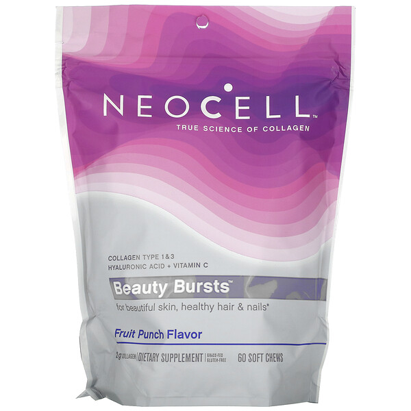 Beauty Bursts, Вкус фруктового пунша, 1 г, 60 мягких жевательных таблеток Neocell