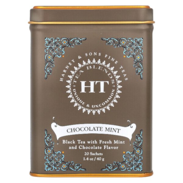 HT Tea Blends, Шоколадная мята, 20 пакетиков, 1,4 унции (40 г) Harney & Sons