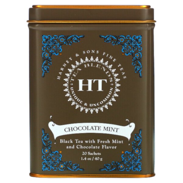 HT Tea Blends, Шоколадная мята, 20 пакетиков, 1,4 унции (40 г) Harney & Sons