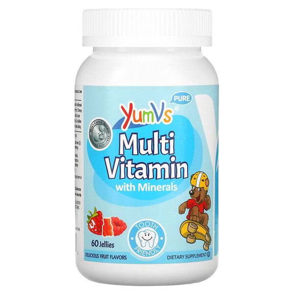 Мультивитамины с минералами, вкусный фруктовый вкус, 60 желе Yum V's