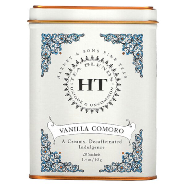 HT Tea Blend, Коморский ванильный чай, 20 чайных пакетиков, 1,4 унции (40 г) Harney & Sons