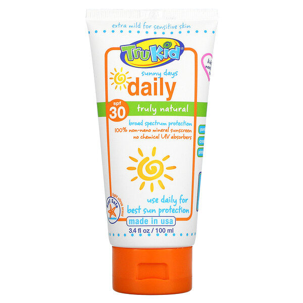 Sunny Days Daily Sunscreen, SPF 30, легкий цитрусовый, 3,4 жидких унции (100 мл) TruKid