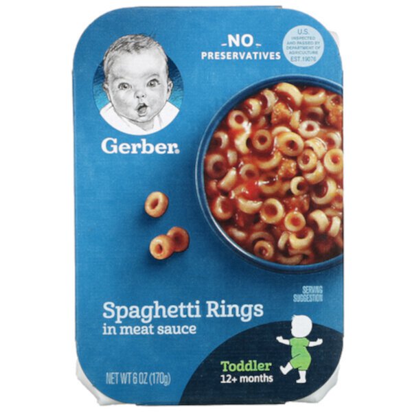 Кольца спагетти в мясном соусе, от 12 месяцев, 6 унций (170 г) GERBER