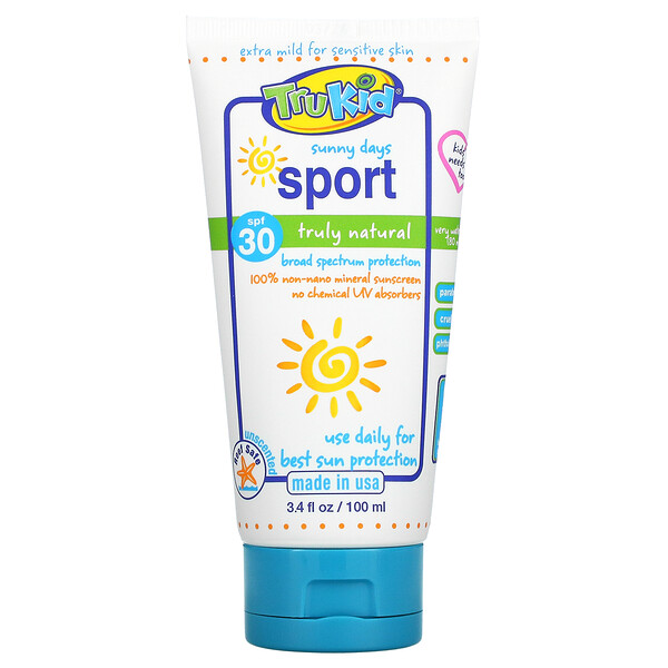 Солнцезащитный крем Sunny Days Sport, SPF 30, без запаха, 3,4 жидких унции (100 мл) TruKid