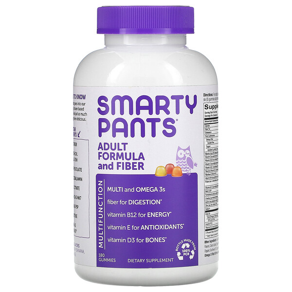 Мультивитамины с Омега-3 и клетчаткой - 180 жевательных конфет - SmartyPants SmartyPants