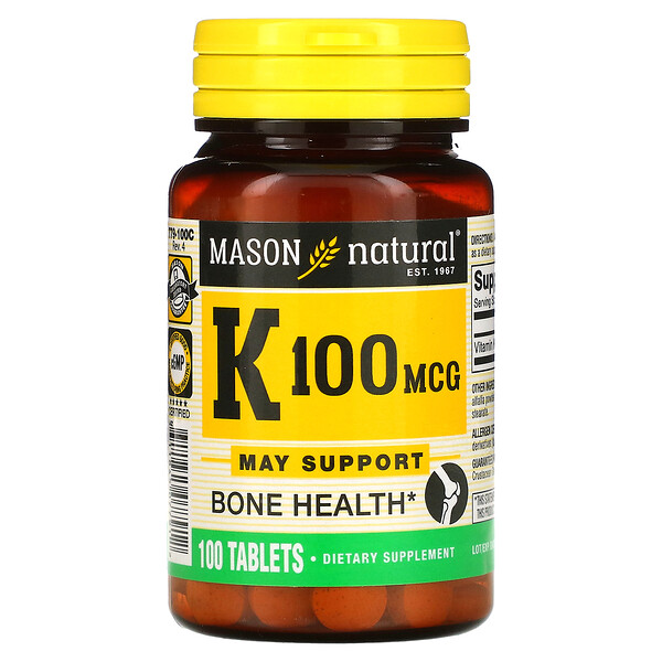 Витамин К - 100 мкг - 100 таблеток - Mason Natural Mason Natural