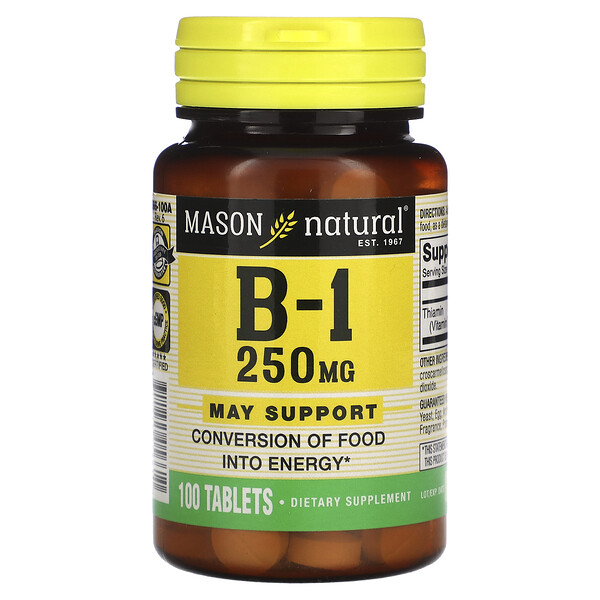 Витамин B-1 - 250 мг - 100 таблеток - Mason Natural Mason Natural