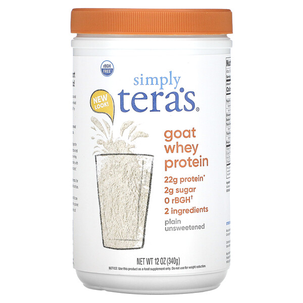 Goat Whey Protein, простая сыворотка без сахара, 12 унций (340 г) Tera's Whey