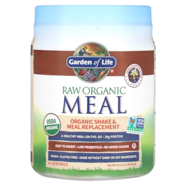 RAW Organic Meal, Коктейль и заменитель еды, Чай со специями и ванилью, 16 унций (454 г) Garden of Life