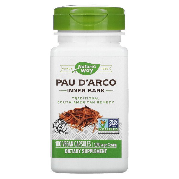 Внутренняя кора Pau D'Arco, 545 мг, 100 веганских капсул Nature's Way