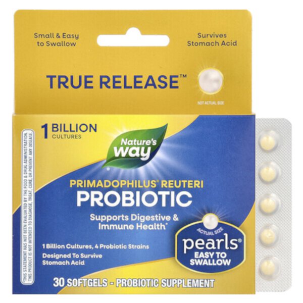 Пробиотик Primadophilus Reuteri, 30 мягких таблеток Nature's Way
