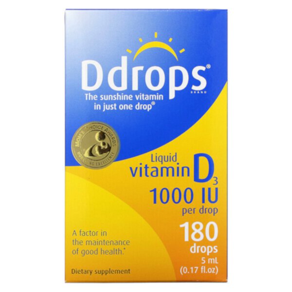 Жидкий витамин D3 - 1000МЕ - 5 мл - Ddrops Ddrops