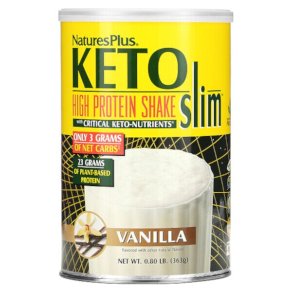 Keto Slim, Коктейль с высоким содержанием белка, ваниль, 0,8 фунта (363 г) NaturesPlus