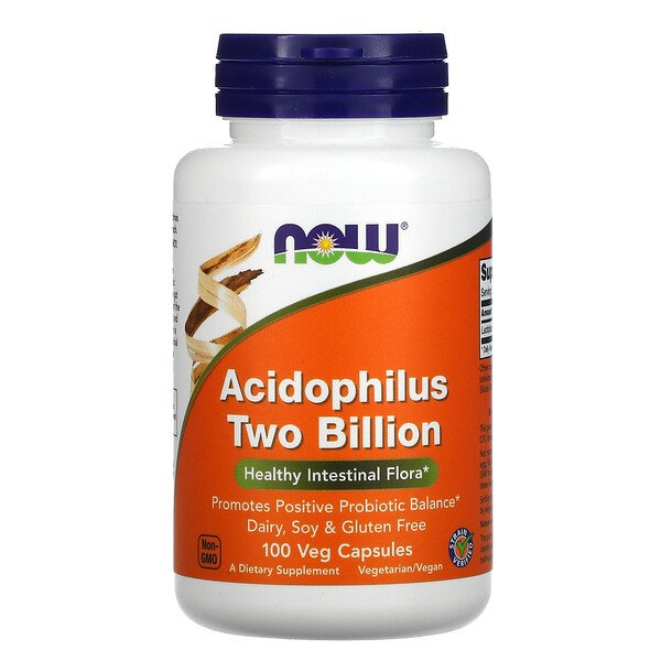 Acidophilus, Два миллиарда, 100 растительных капсул NOW Foods
