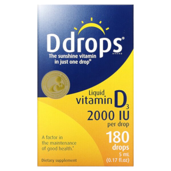 Жидкий витамин D3 - 2000 МЕ - 5 мл - Ddrops Ddrops
