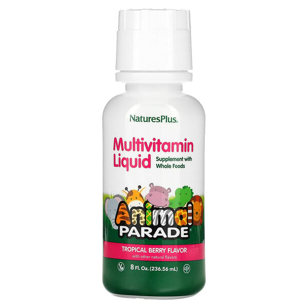 Source of Life, Animal Parade Liquid, детские мультивитамины, натуральные тропические ягоды, 8 жидких унций (236,56 мл) NaturesPlus