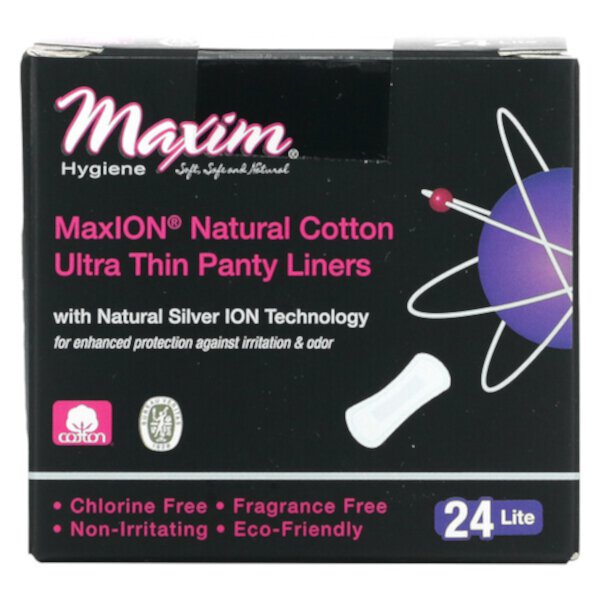 Ультратонкие ежедневные прокладки, Natural Silver MaxION Technology, Lite, 24 ежедневных прокладки Maxim Hygiene Products