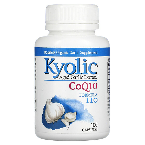 Экстракт выдержанного чеснока, CoQ10, формула 110, 100 капсул Kyolic