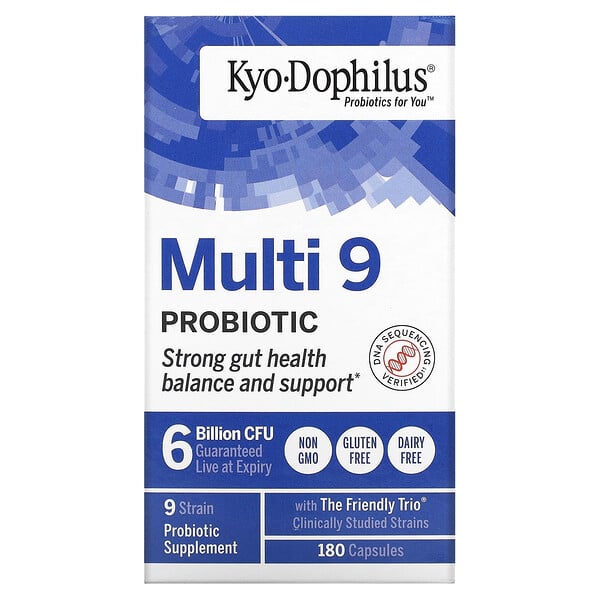 Kyo-Dophilus, Multi 9 Пробиотик - 6 миллиардов КОЕ - 180 капсул - Kyolic Kyolic