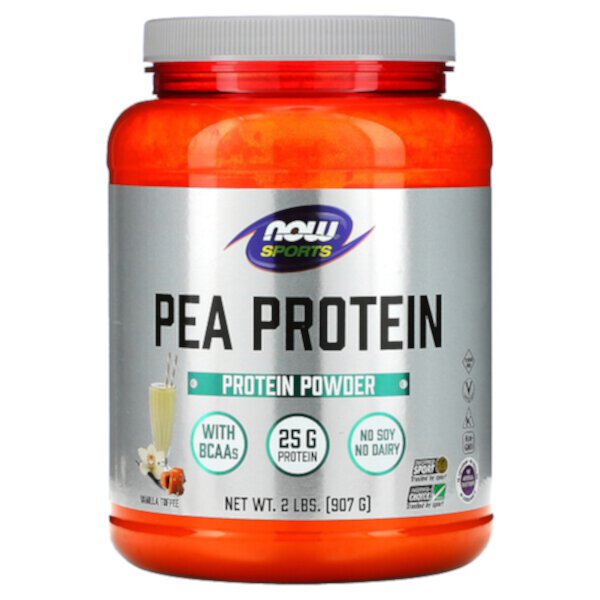 Sports, Гороховый протеин, ванильный ирис, 2 фунта (907 г) NOW Foods