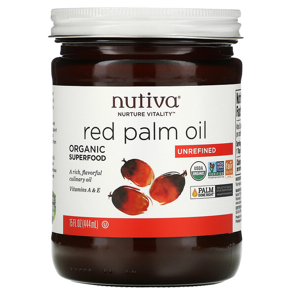 Красное пальмовое масло, нерафинированное, 15 жидких унций (444 мл) Nutiva