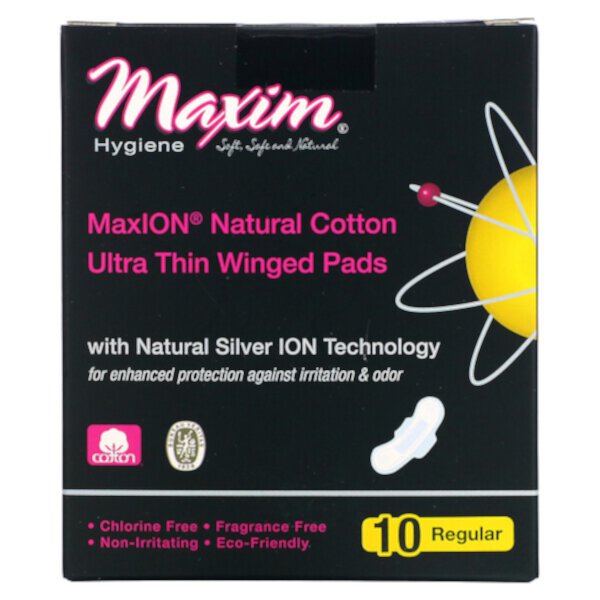 Ультратонкие подушечки с крыльями, с технологией Natural Silver ION, обычные, 10 подушечек Maxim Hygiene Products