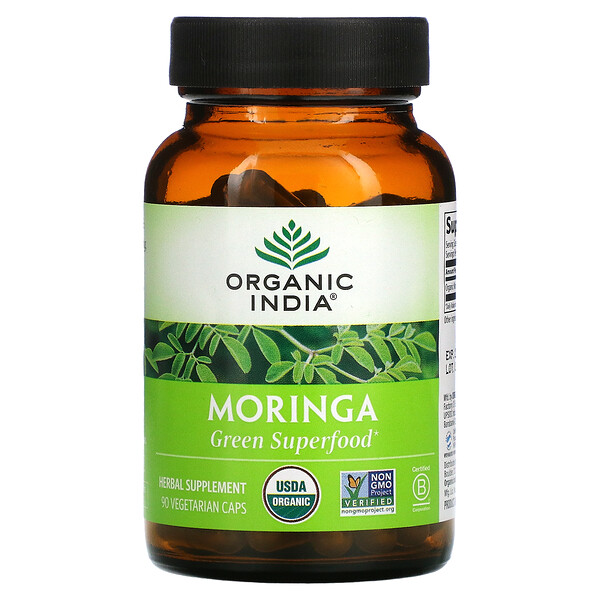 Моринга, 90 вегетарианских капсул Organic India