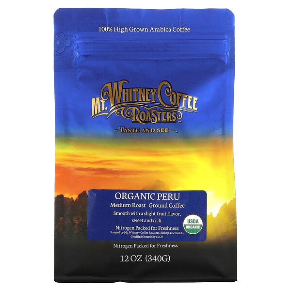 Organic Peru, Молотый кофе, средней обжарки, 12 унций (340 г) Mt. Whitney Coffee Roasters