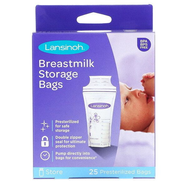 Пакеты для хранения грудного молока, 25 предварительно стерилизованных пакетов Lansinoh
