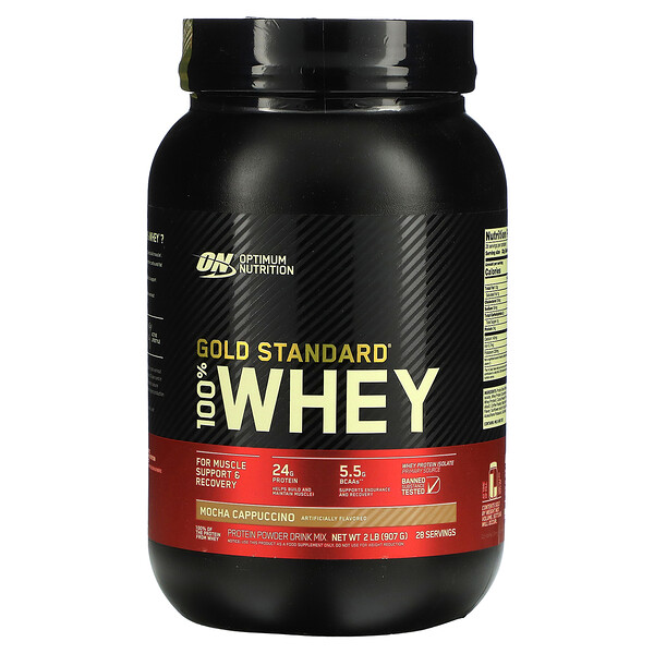 Gold Standard 100% Whey, Мокко-капучино, 2 фунта (907 г) Optimum Nutrition