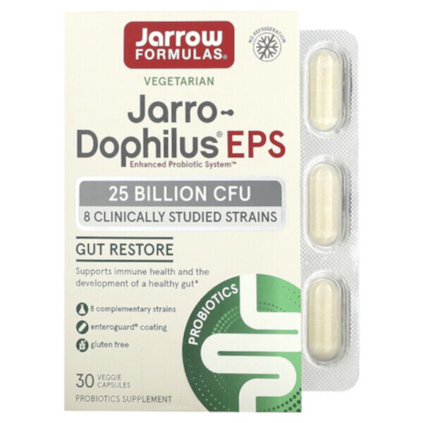 Jarro-Dophilus EPS, 25 миллиардов КОЕ, 30 растительных капсул Jarrow Formulas