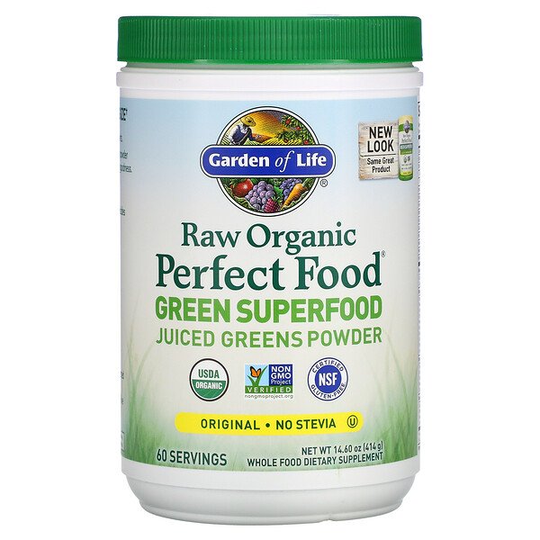 Raw Organic Perfect Food, Green Superfood, порошок сока из зелени, оригинальный, 14,6 унций (414 г) Garden of Life