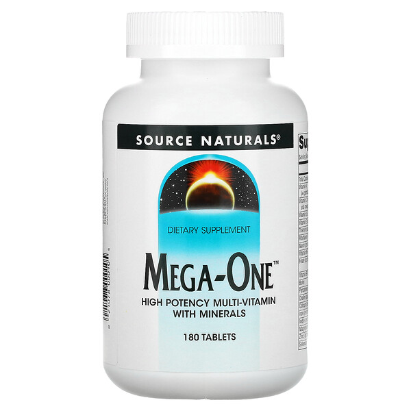 Mega-One, Высокоэффективный Мультивитамин с Минералами - 180 таблеток - Source Naturals Source Naturals