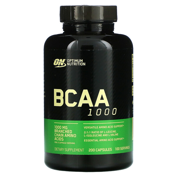 BCAA 1000, 500 мг, 200 капсул Optimum Nutrition