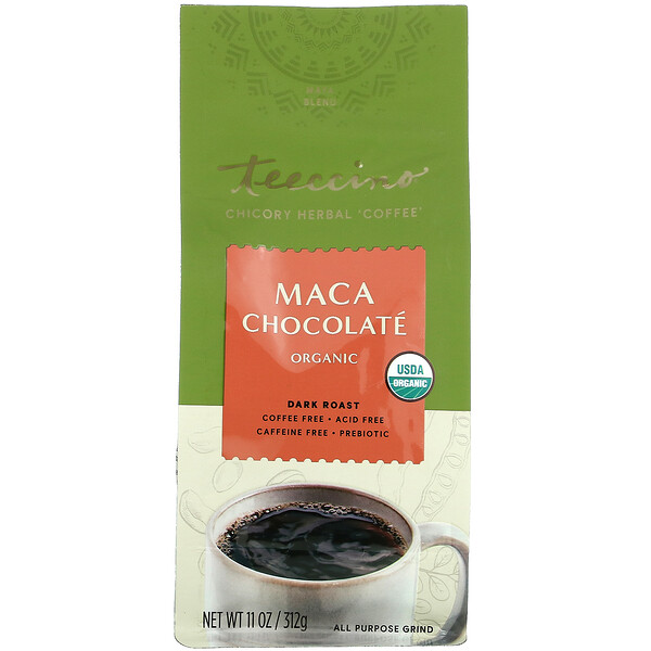 Органический травяной кофе с цикорием, шоколад мака, темная обжарка, без кофеина, 11 унций (312 г) Teeccino