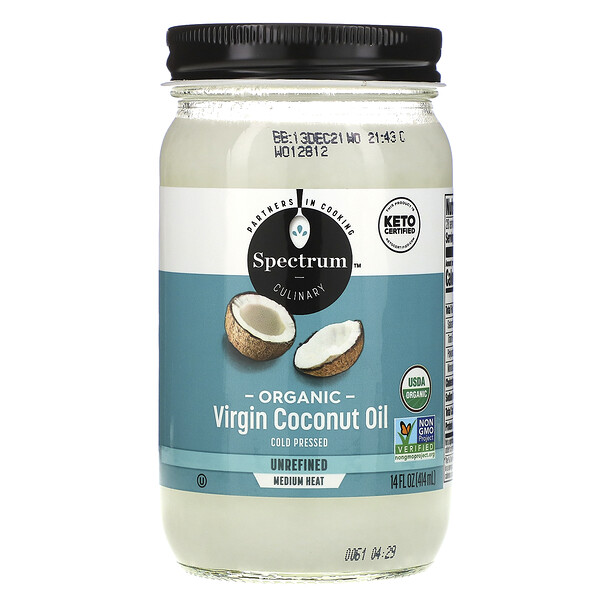 Органическое кокосовое масло первого отжима, нерафинированное, 14 жидких унций (414 мл) Spectrum Culinary